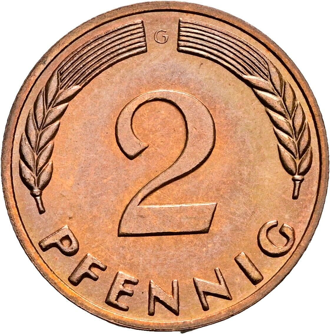 2 Pfennig 1965 G – Vorderseite