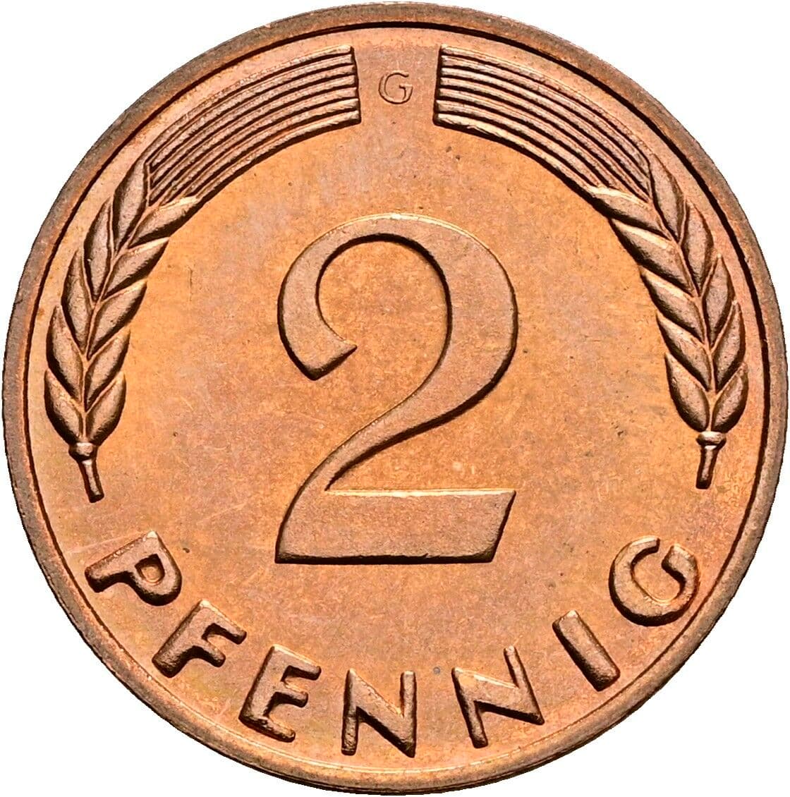 2 Pfennig 1965 G – Vorderseite