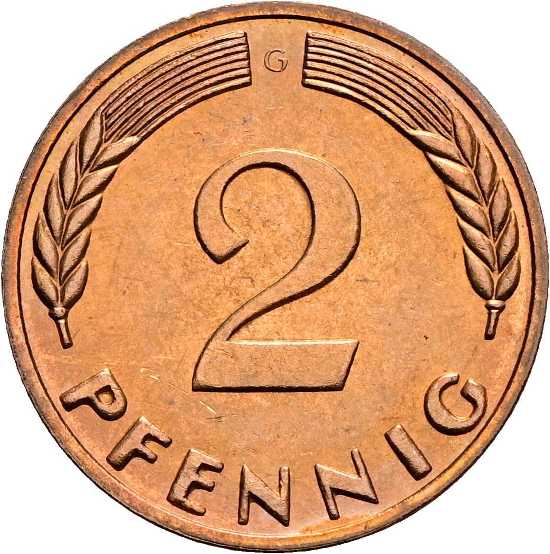2 Pfennig 1965 G – Vorderseite