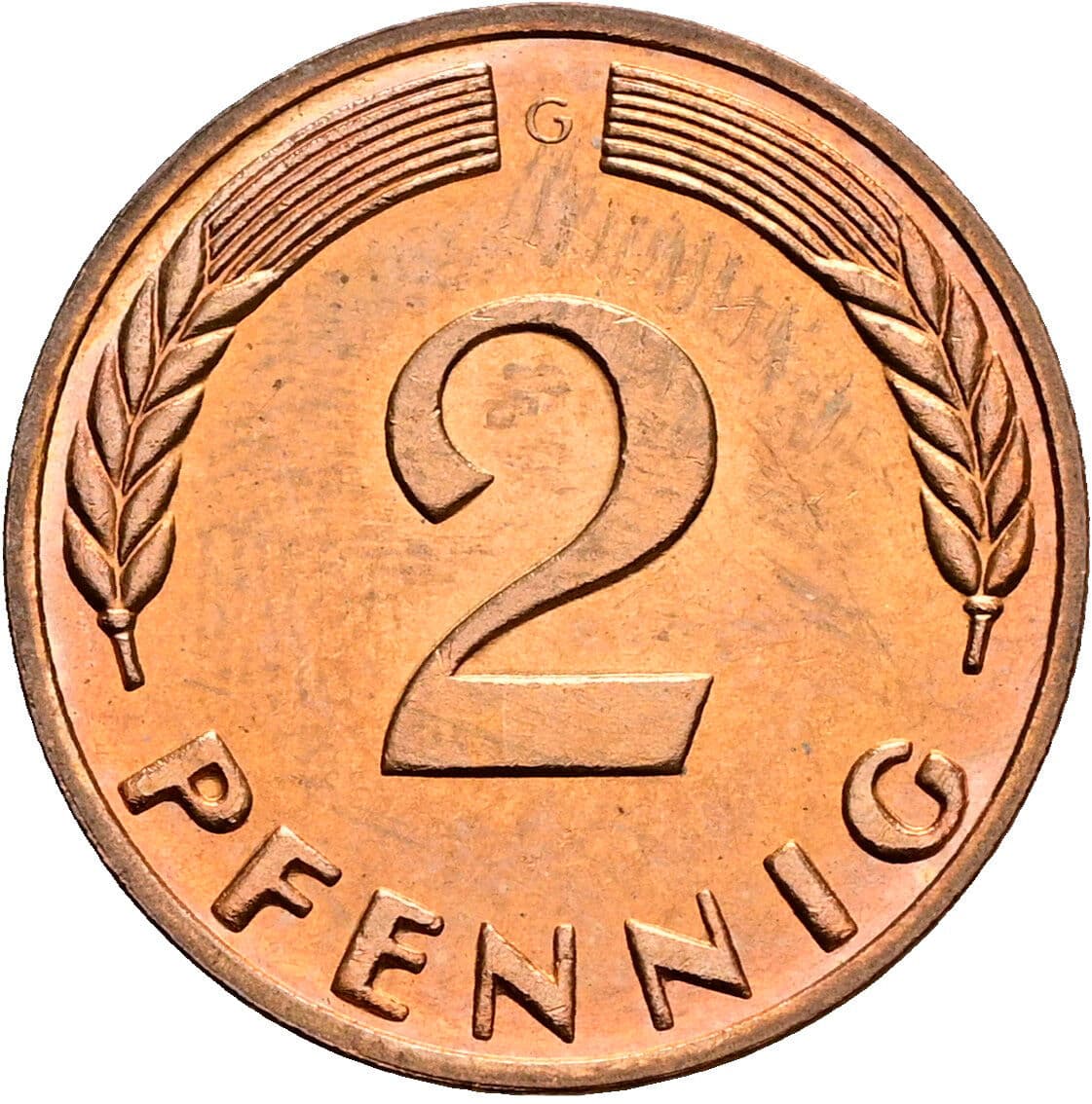 2 Pfennig 1965 G – Vorderseite