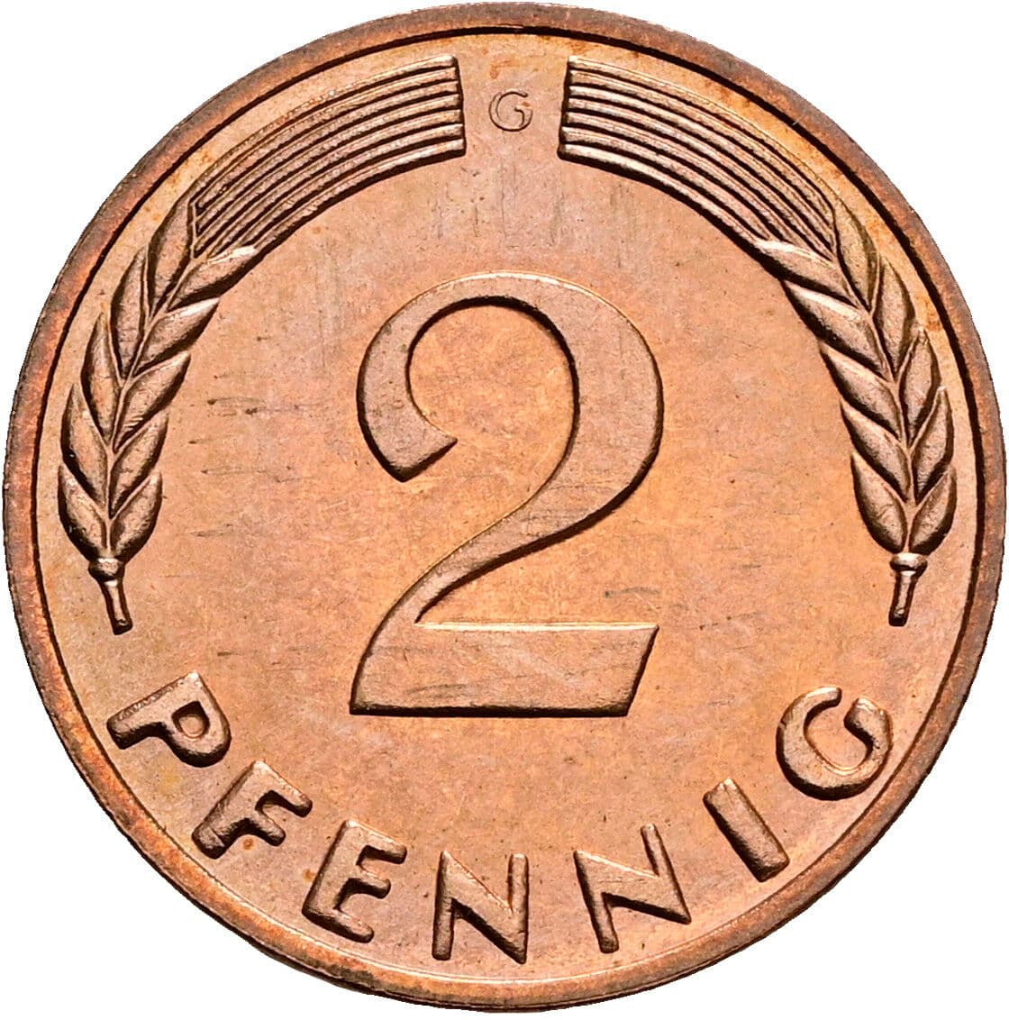 2 Pfennig 1965 G – Vorderseite