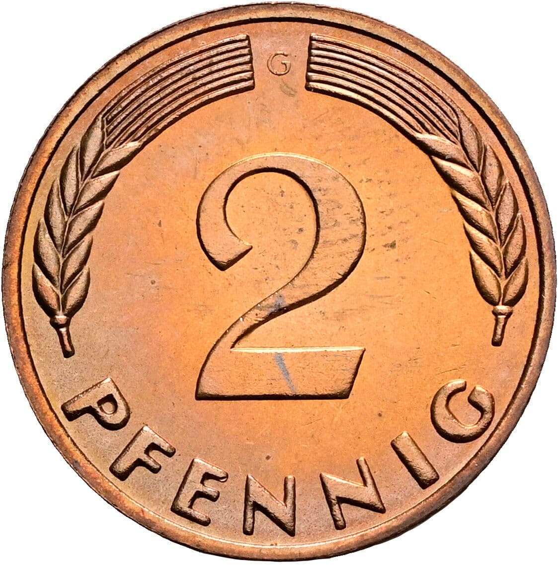 2 Pfennig 1965 G – Vorderseite