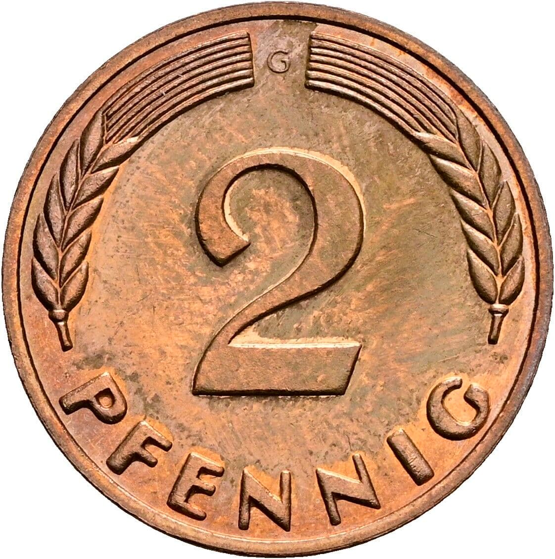 2 Pfennig 1965 G – Vorderseite