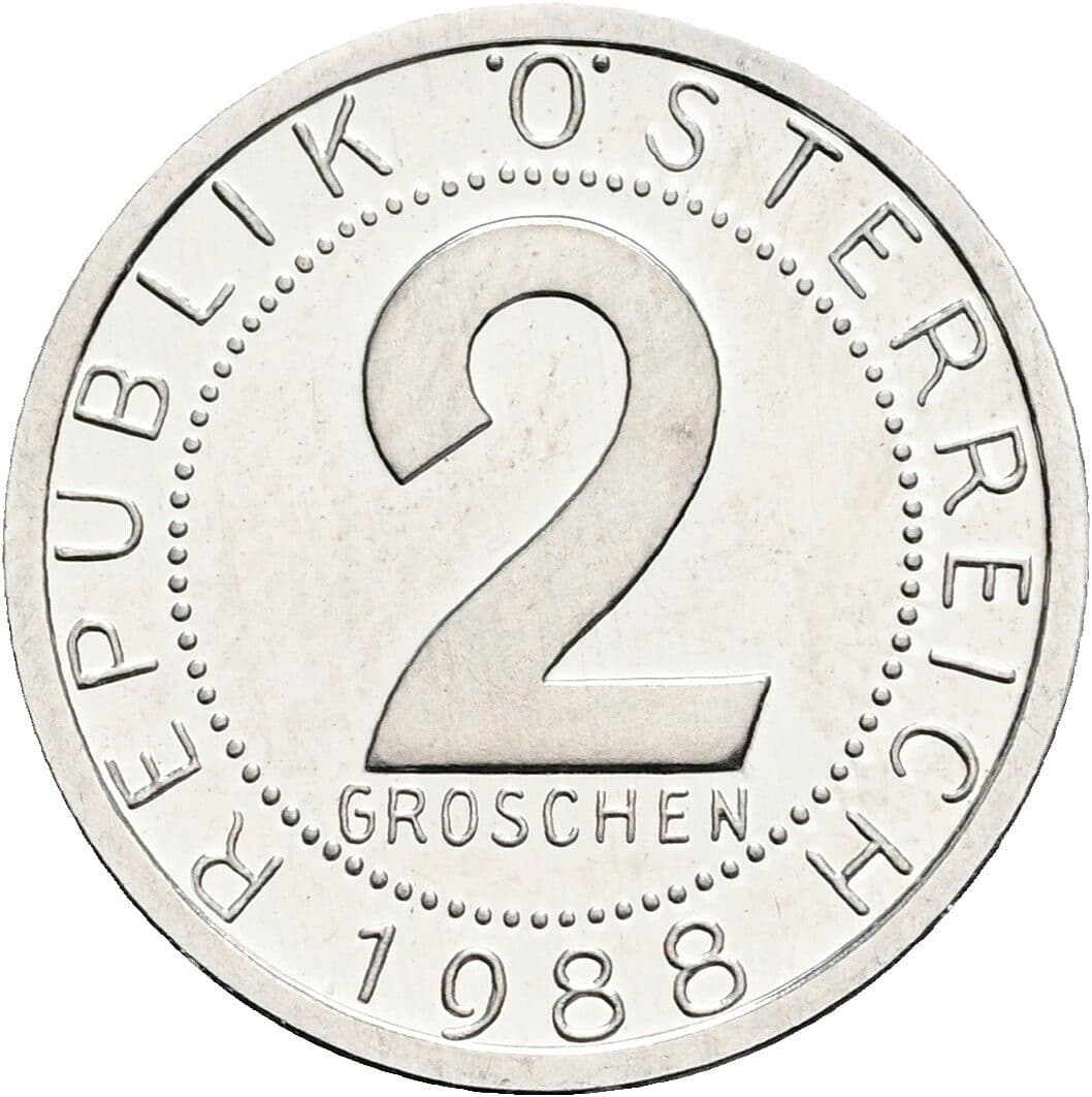2 Groschen 1988 – Vorderseite