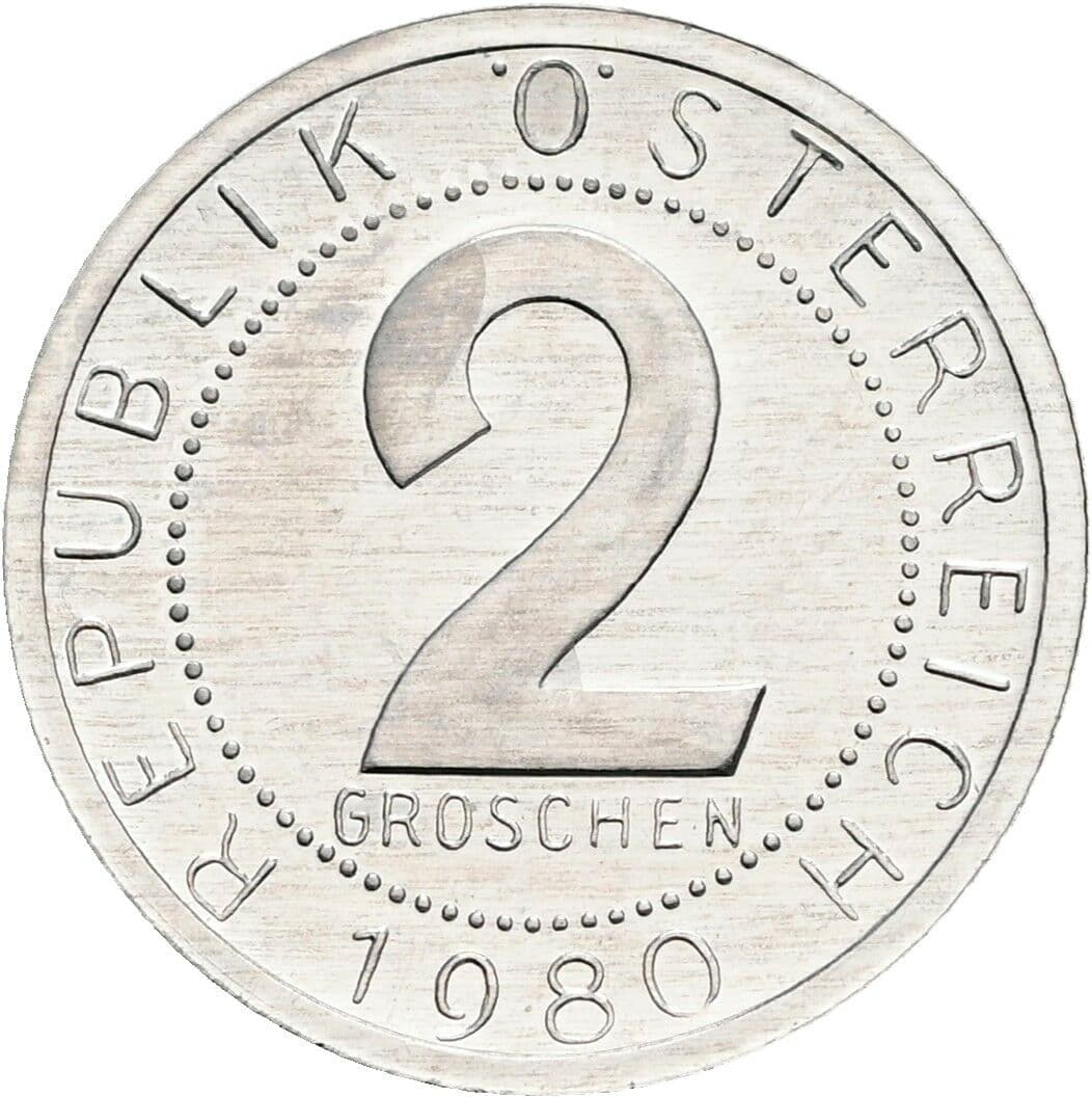 2 Groschen 1980 – Vorderseite