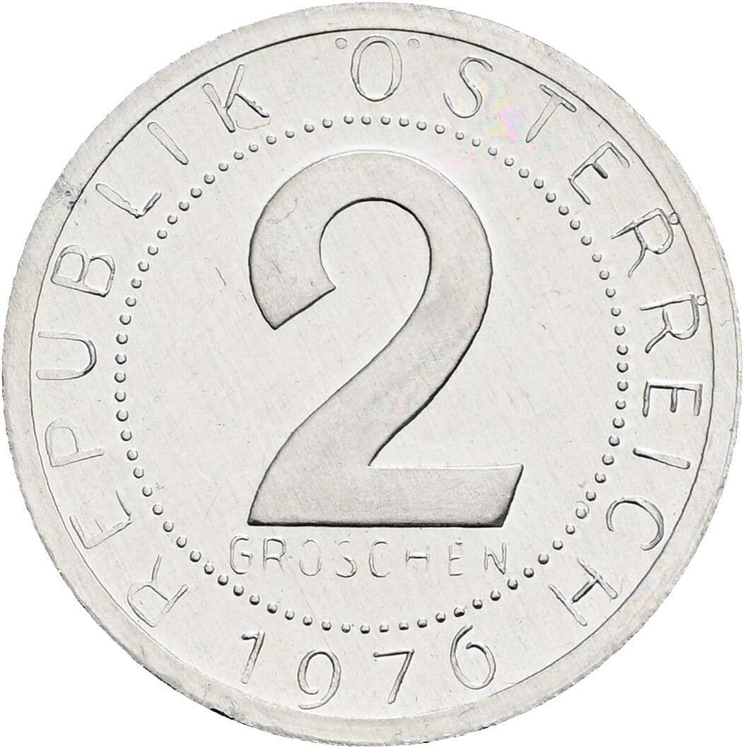 2 Groschen 1976 – Vorderseite