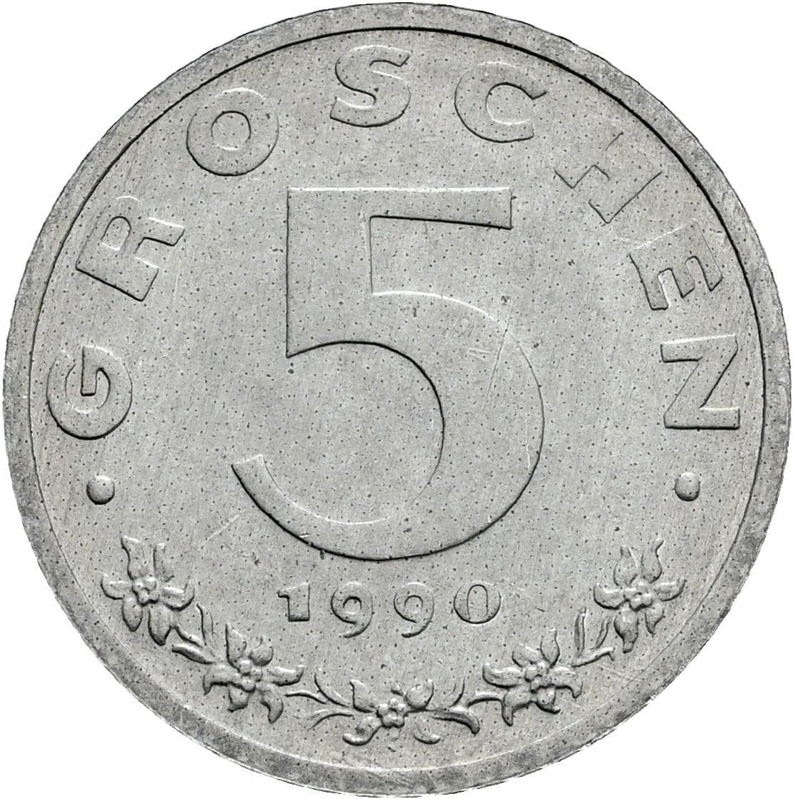 5 Groschen 1990 – Vorderseite