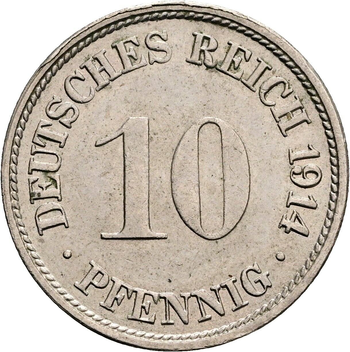 10 Pfennig 1914 F – Vorderseite