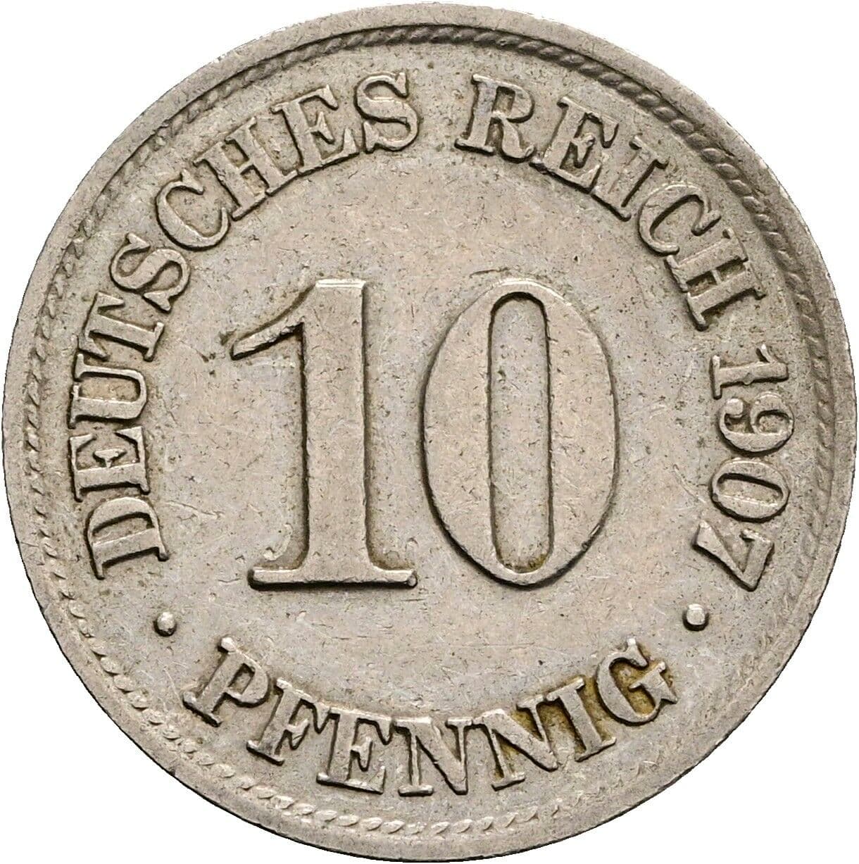 10 Pfennig 1907 A – Vorderseite