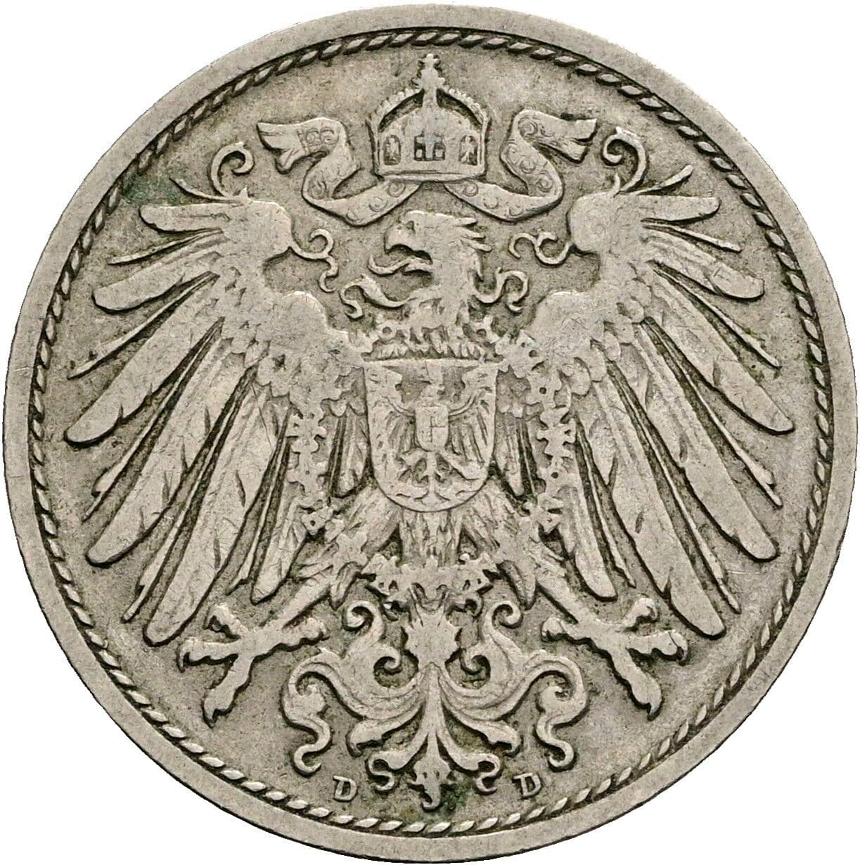 10 Pfennig 1901 D – Rückseite