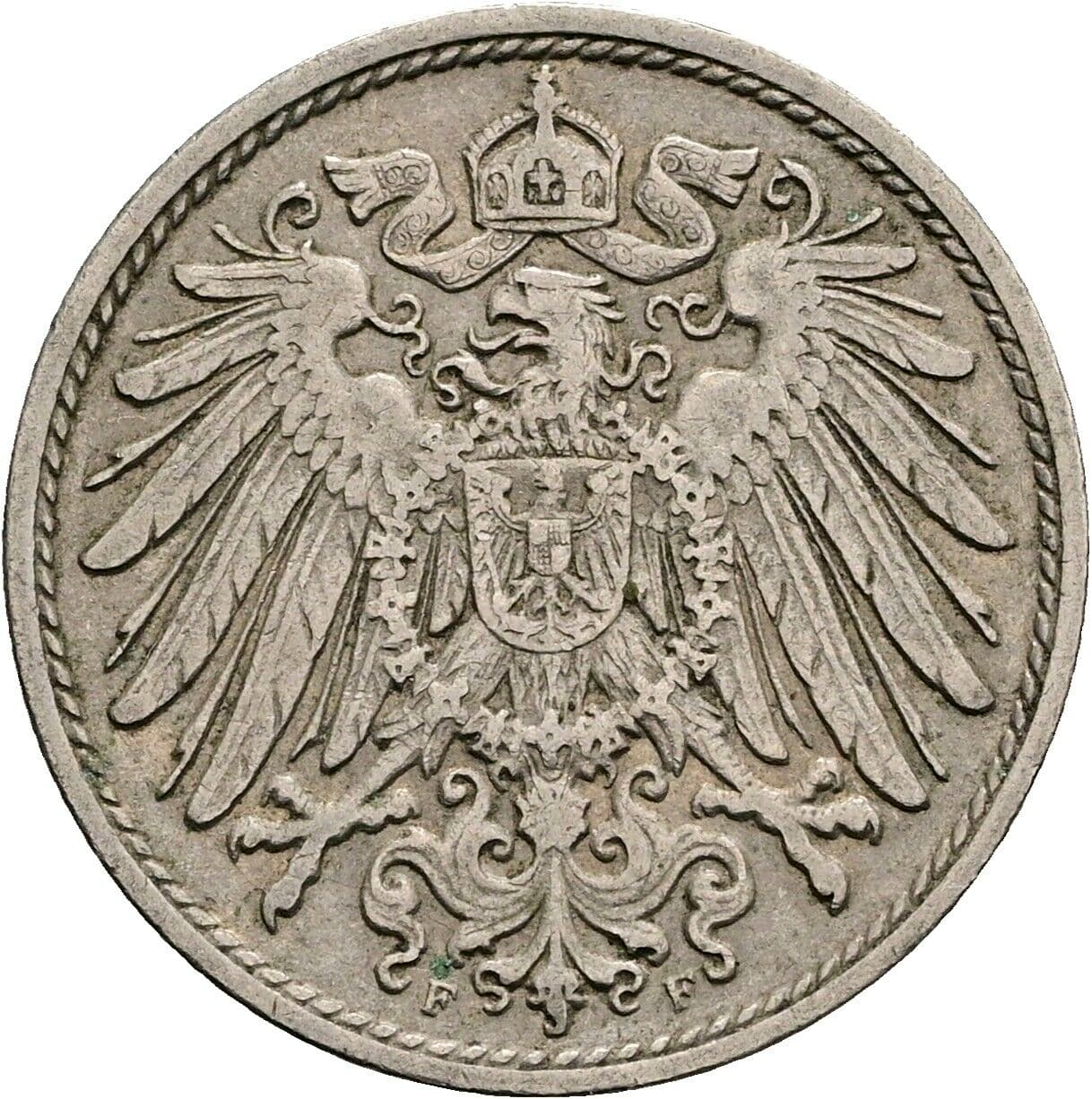 10 Pfennig 1908 F – Rückseite