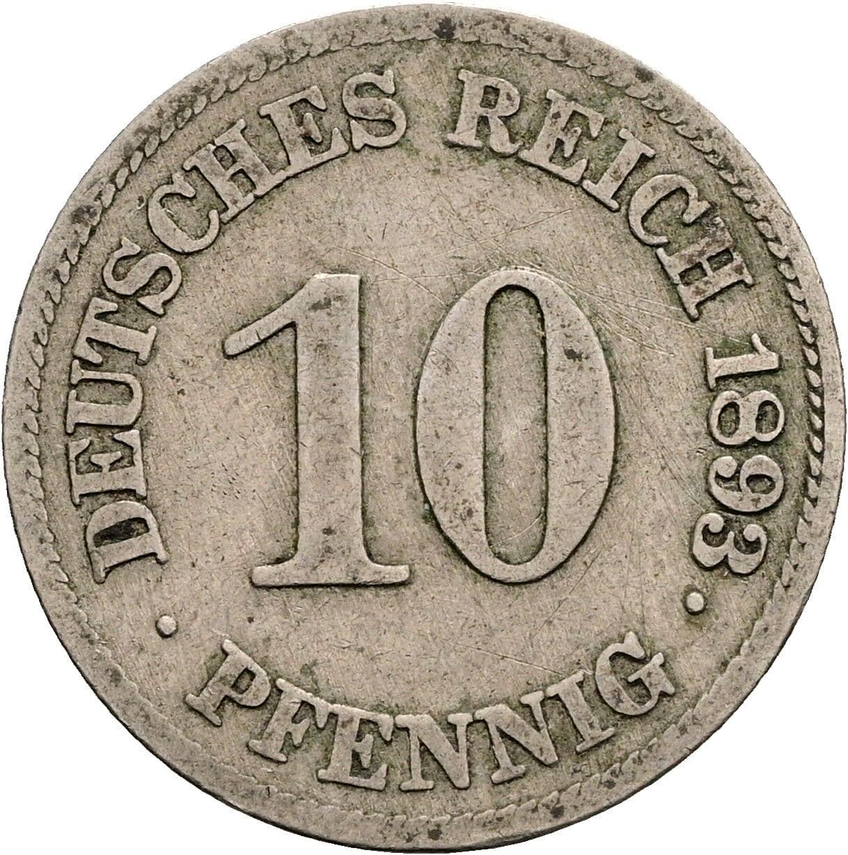 10 Pfennig 1893 E – Vorderseite