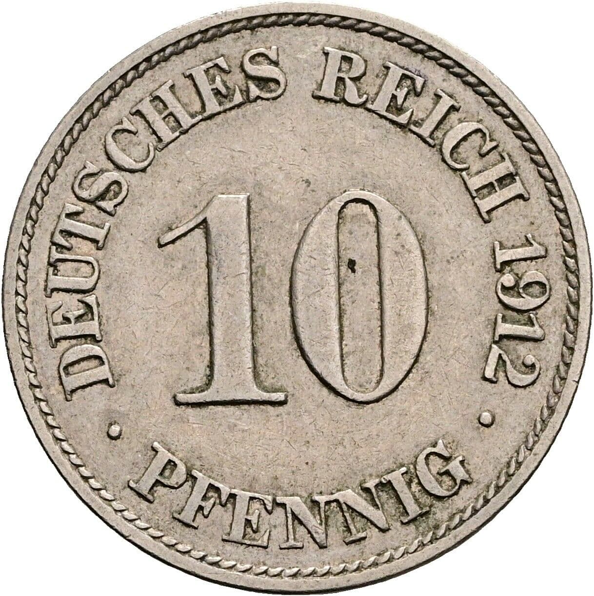 10 Pfennig 1912 J – Vorderseite