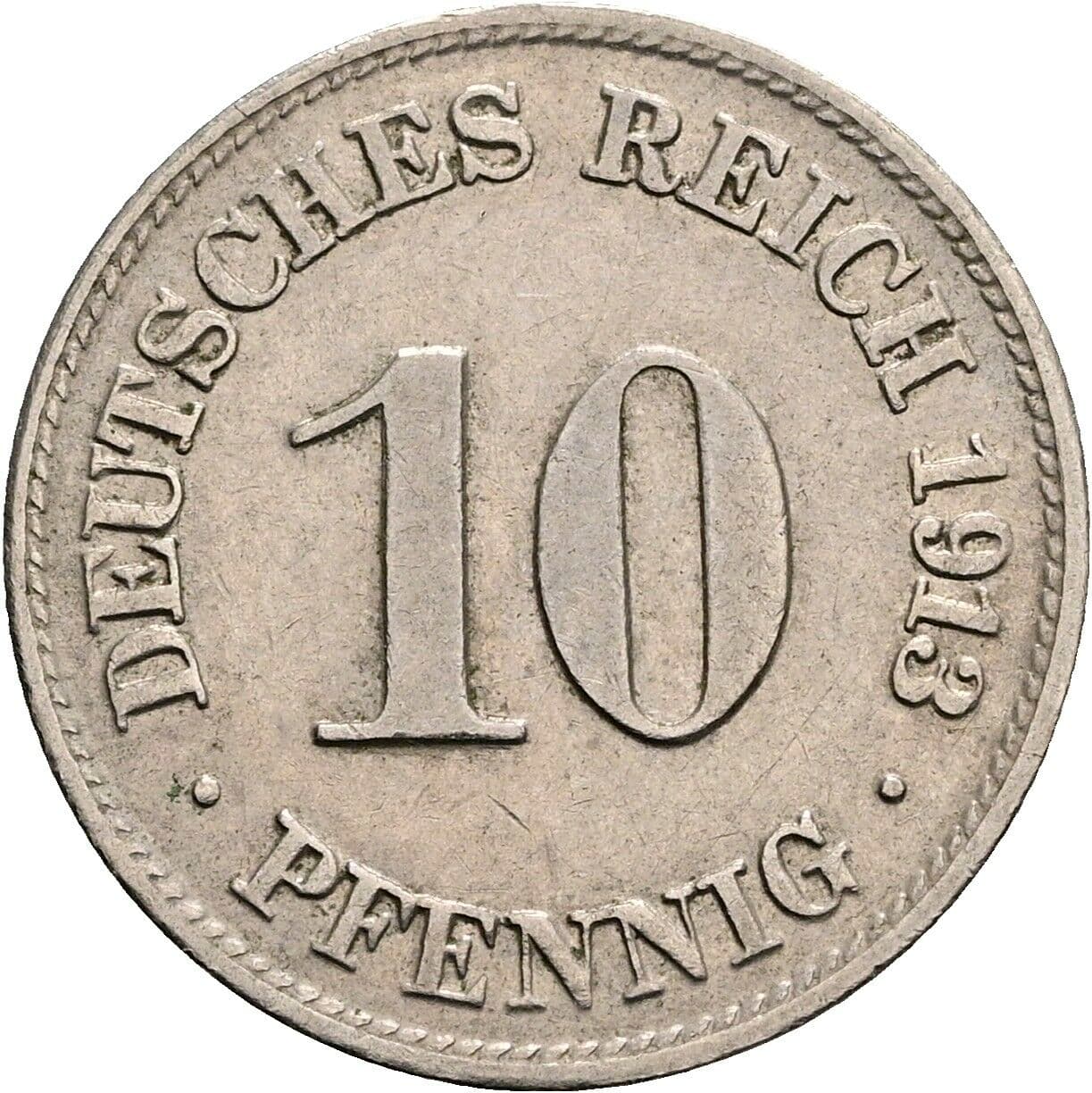 10 Pfennig 1913 D – Vorderseite