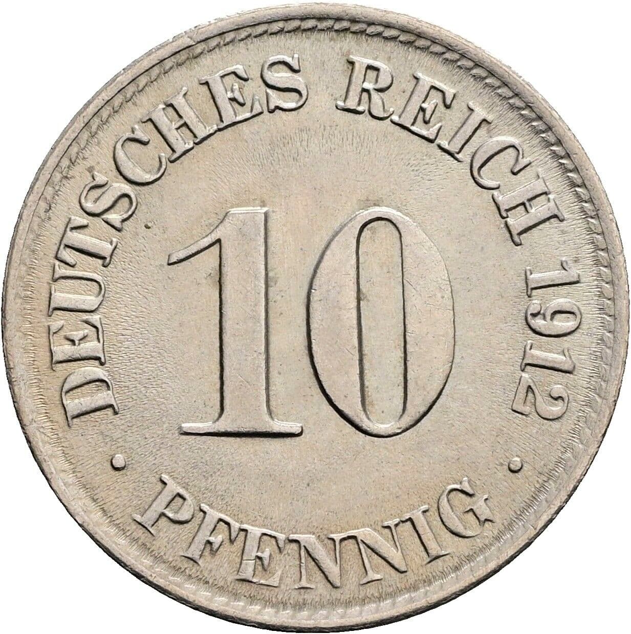10 Pfennig 1912 D – Vorderseite