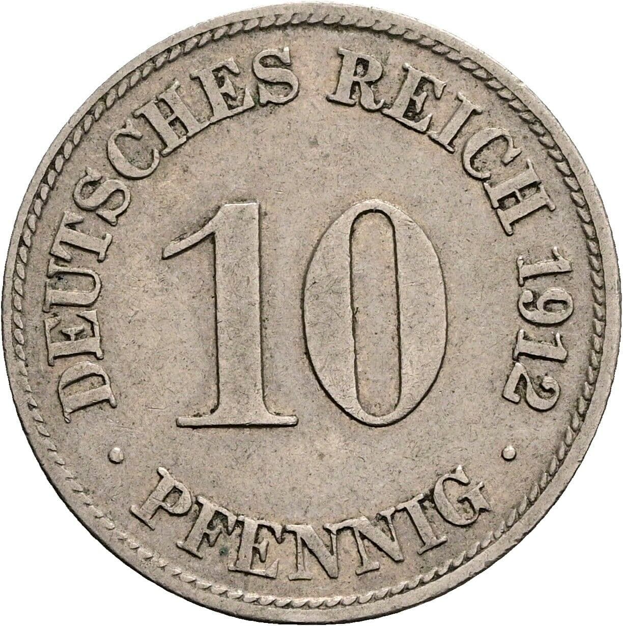 10 Pfennig 1912 D – Vorderseite