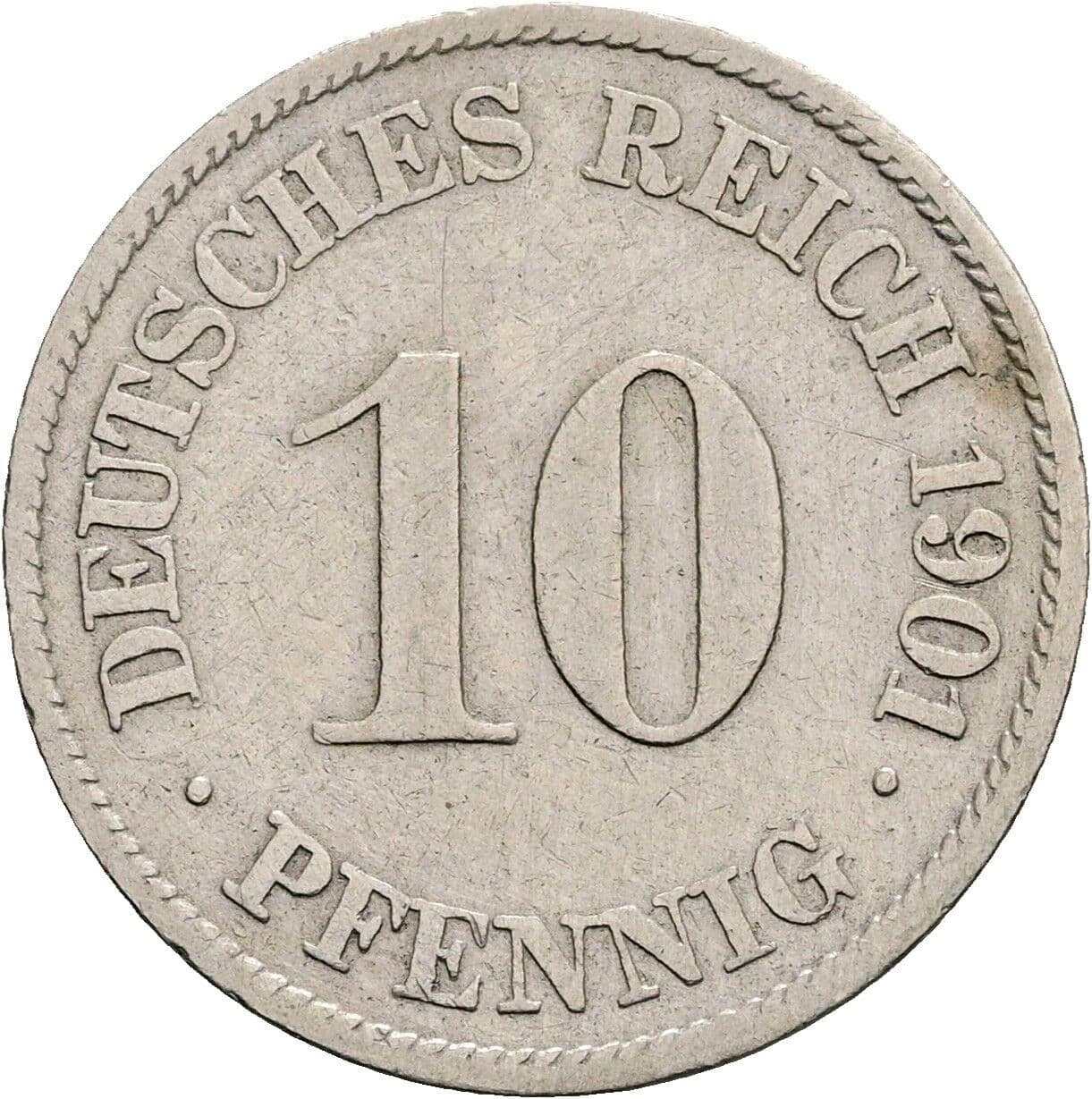 10 Pfennig 1901 J – Vorderseite