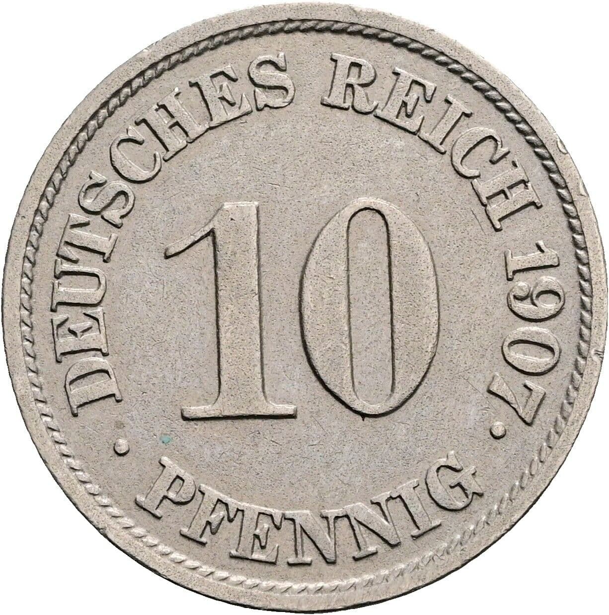 10 Pfennig 1907 J – Vorderseite