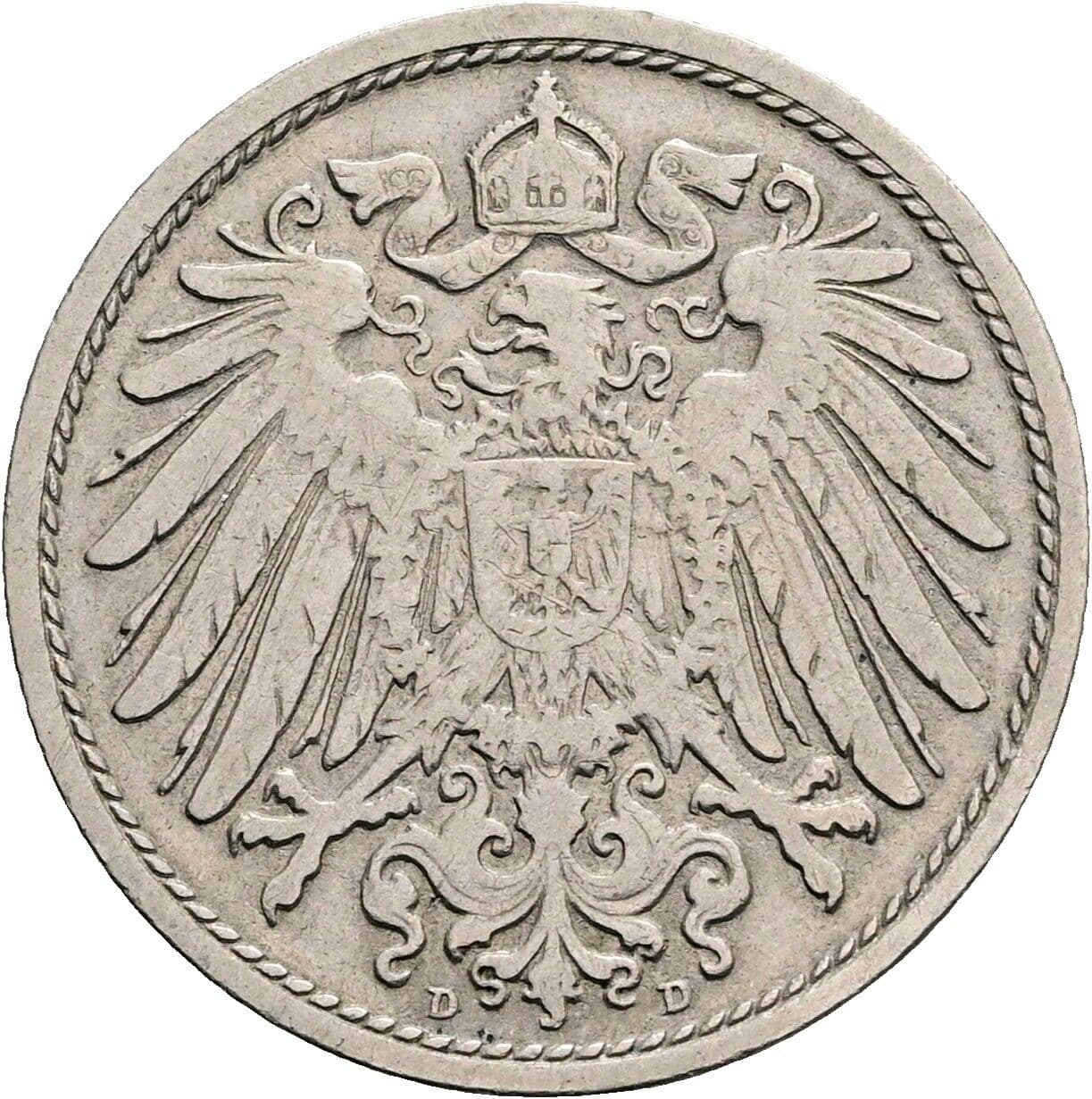 10 Pfennig 1901 D – Rückseite