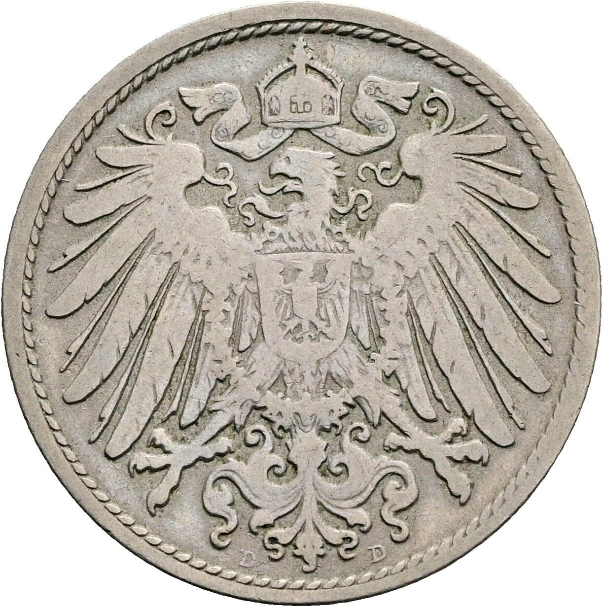 10 Pfennig 1891 D – Rückseite