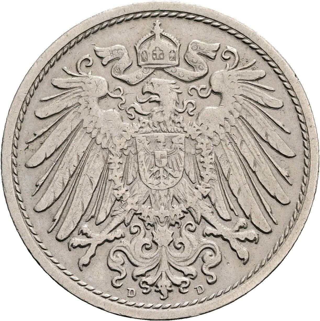 10 Pfennig 1907 D – Rückseite