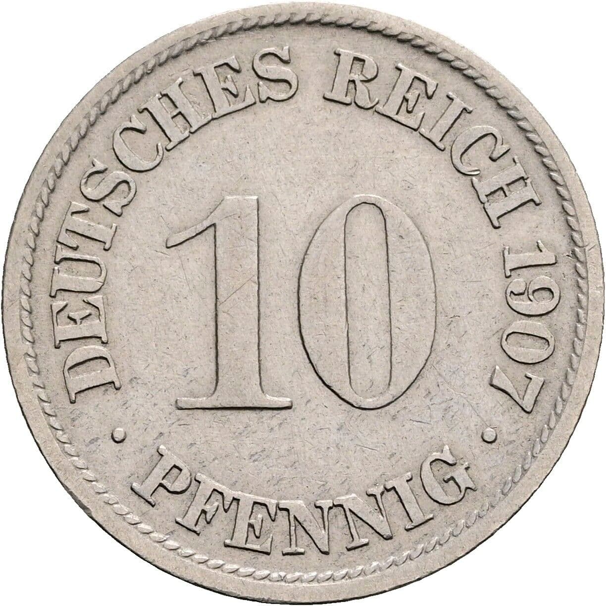 10 Pfennig 1907 F – Vorderseite