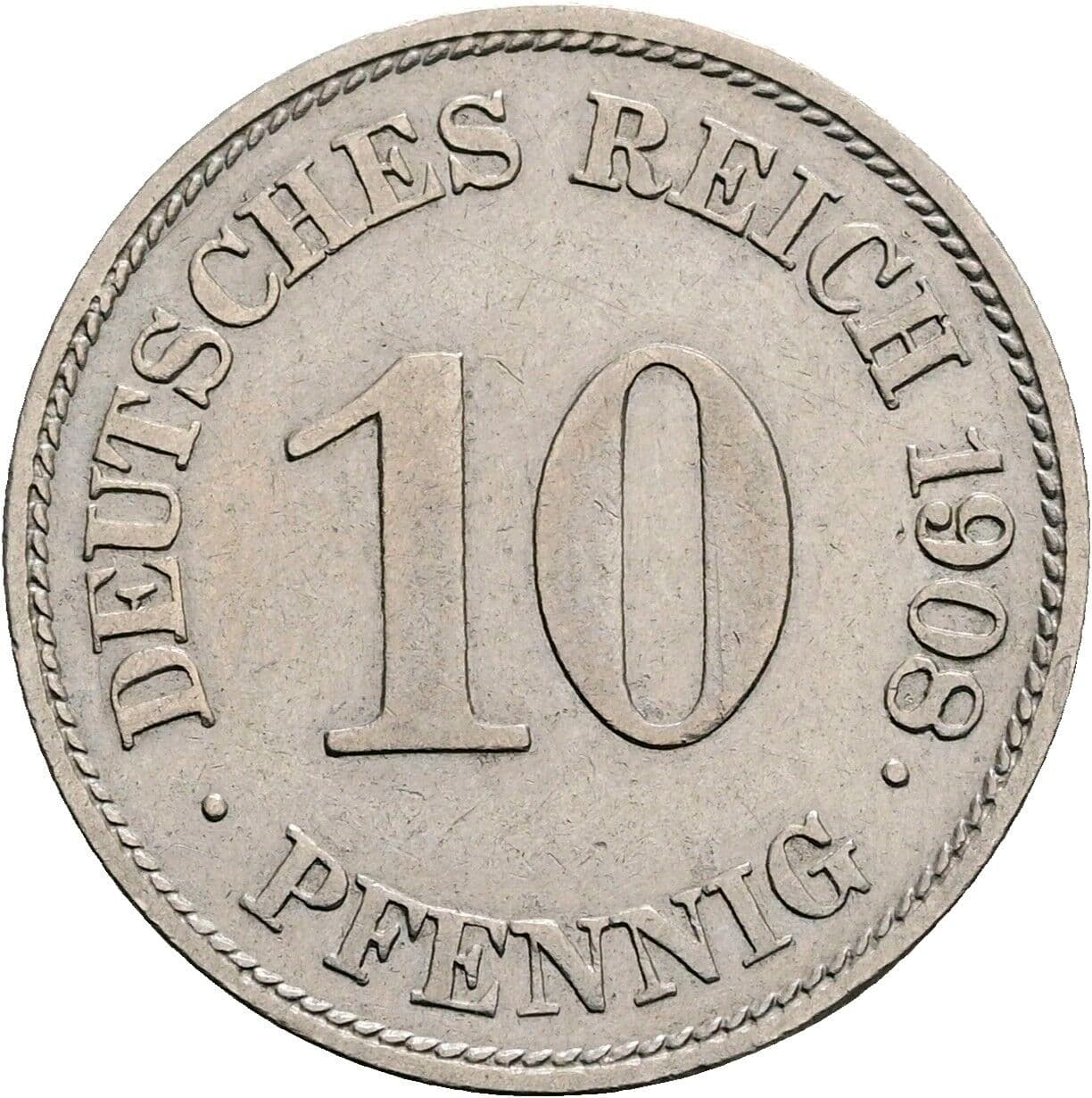 10 Pfennig 1908 E – Vorderseite