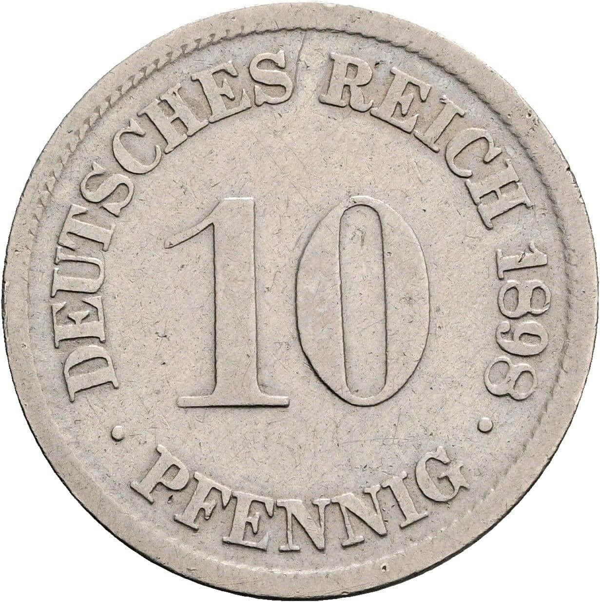 10 Pfennig 1898 D – Vorderseite