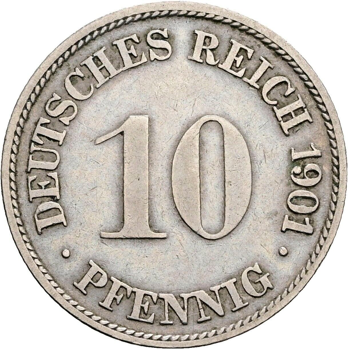 10 Pfennig 1901 G – Vorderseite