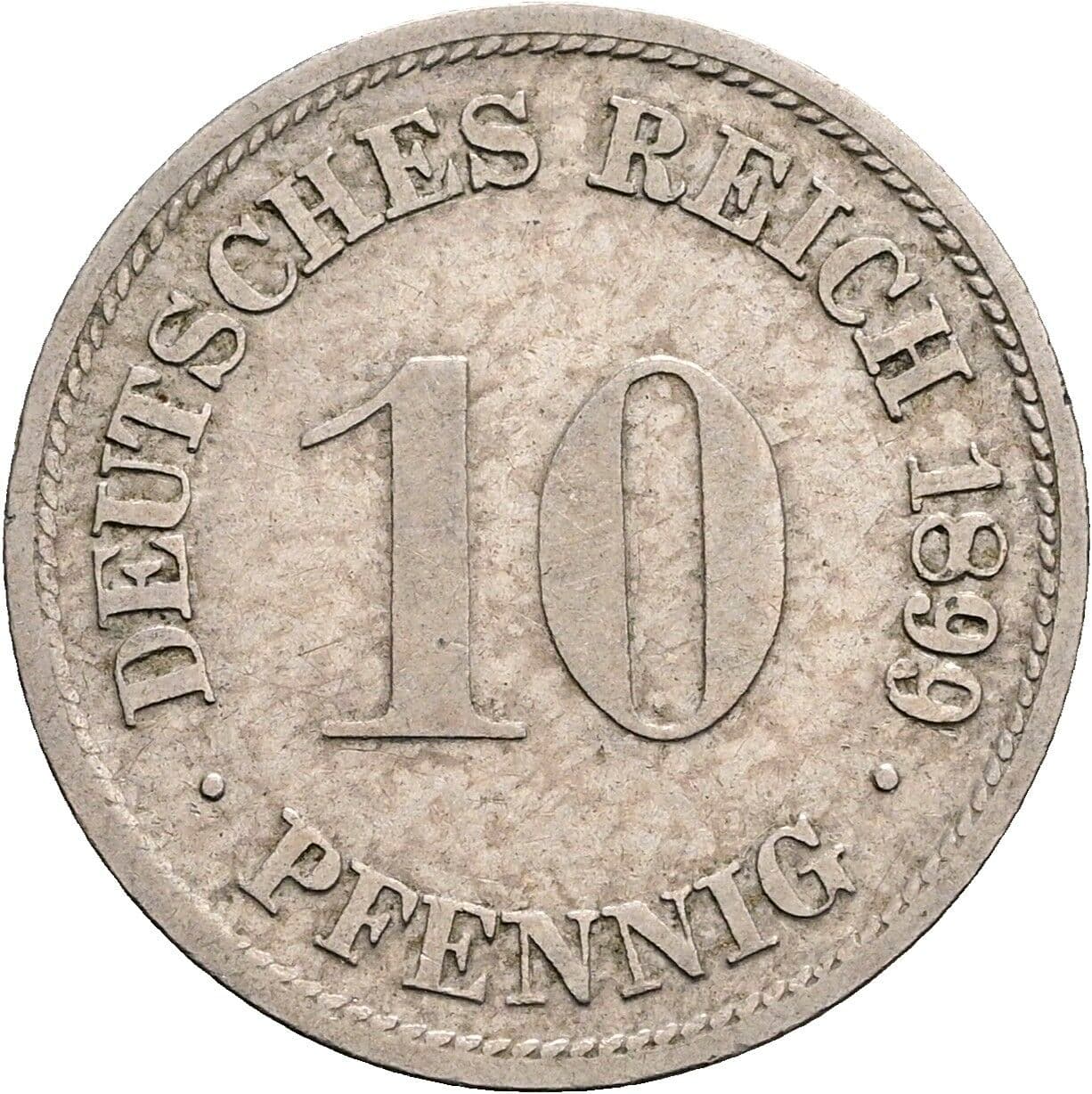 10 Pfennig 1899 D – Vorderseite
