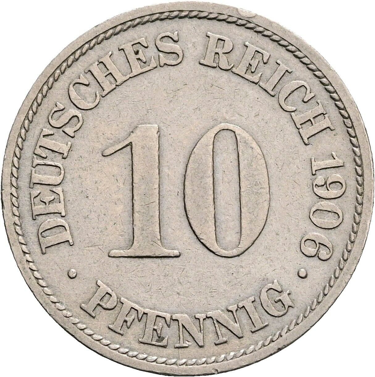 10 Pfennig 1906 F – Vorderseite