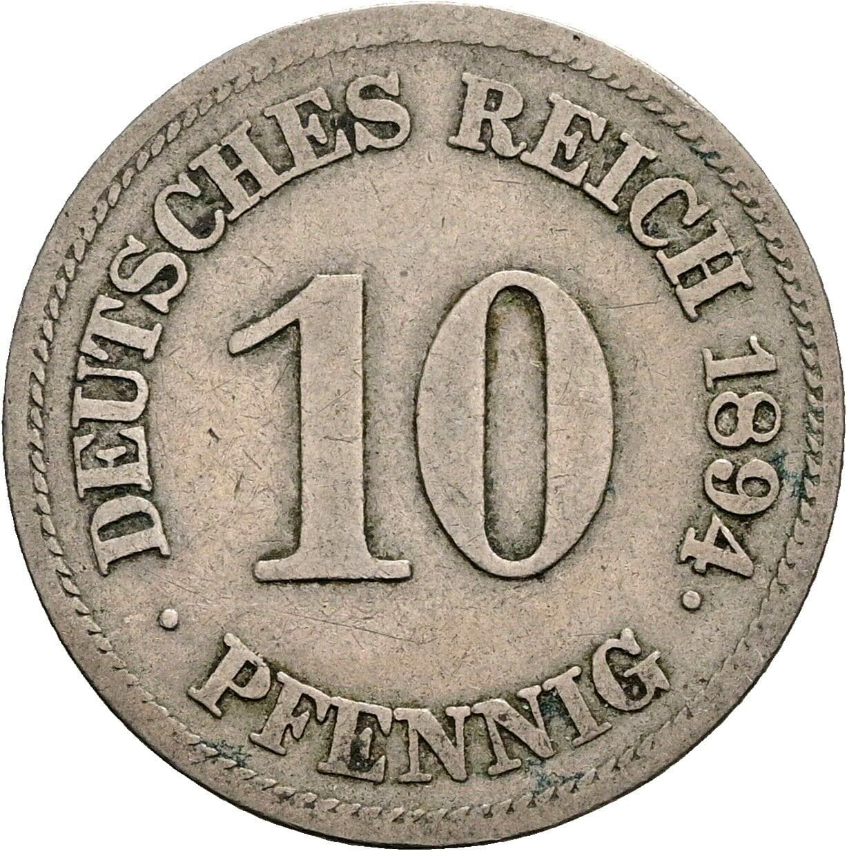 10 Pfennig 1894 E – Vorderseite