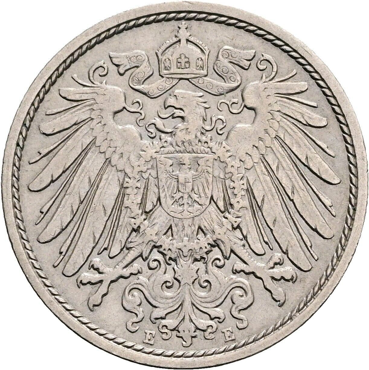 10 Pfennig 1908 E – Rückseite