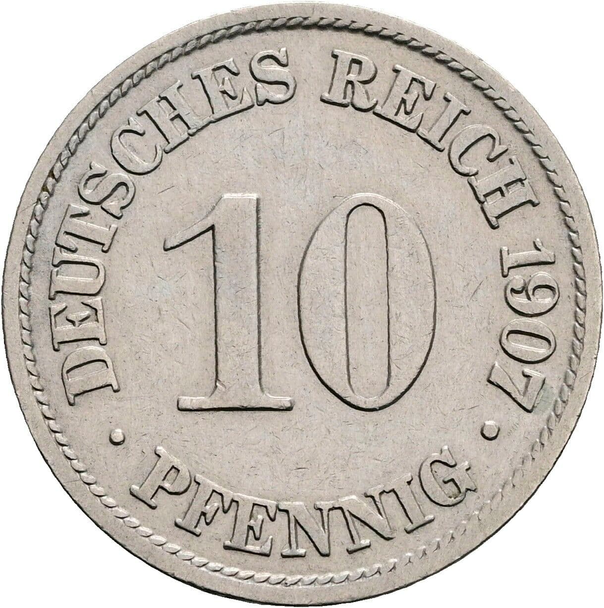 10 Pfennig 1907 A – Vorderseite