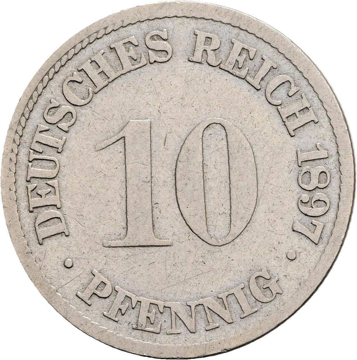 10 Pfennig 1897 G – Vorderseite