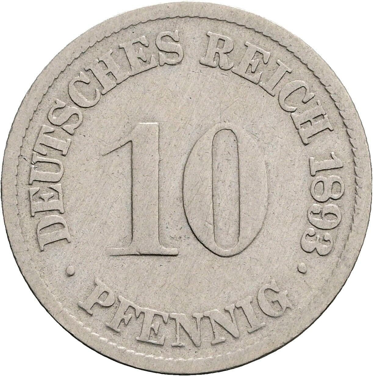 10 Pfennig 1893 F – Vorderseite