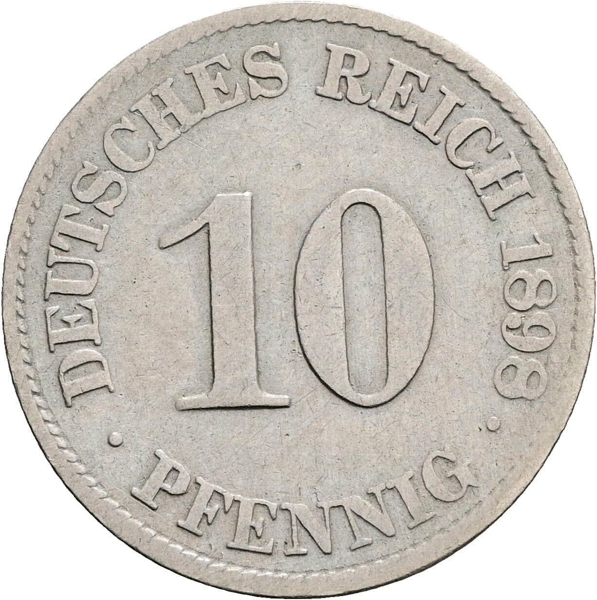 10 Pfennig 1898 J – Vorderseite