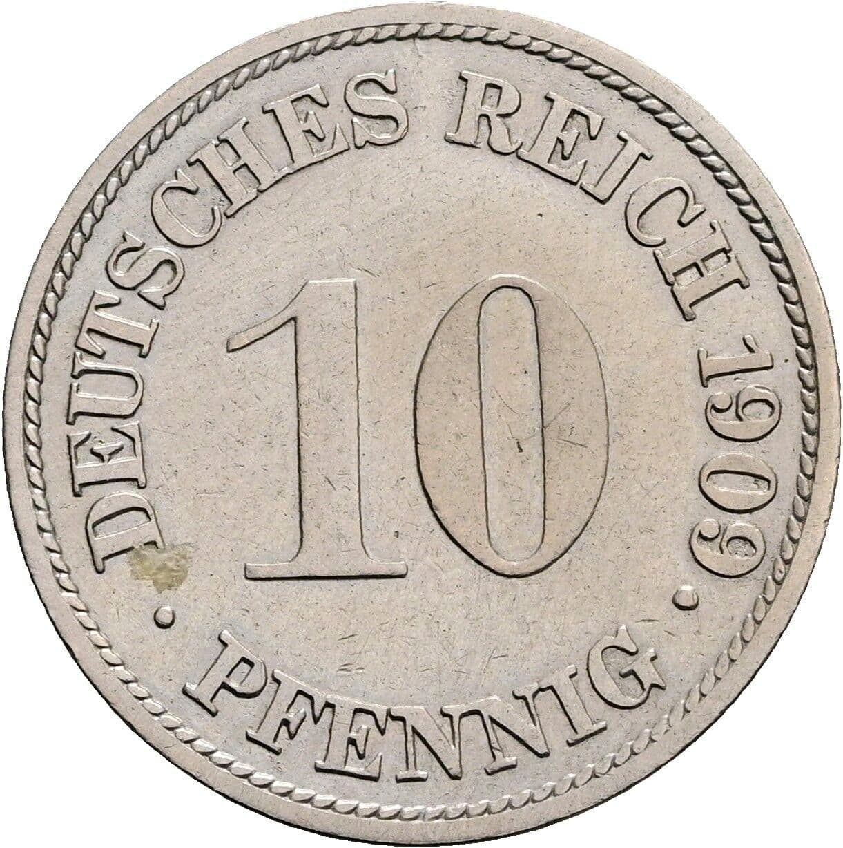 10 Pfennig 1909 G – Vorderseite