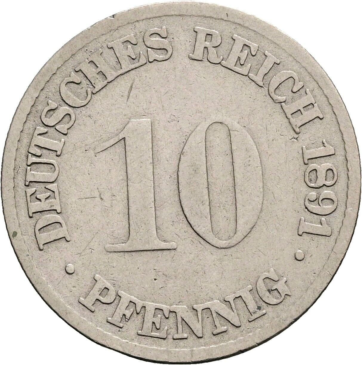 10 Pfennig 1891 G – Vorderseite