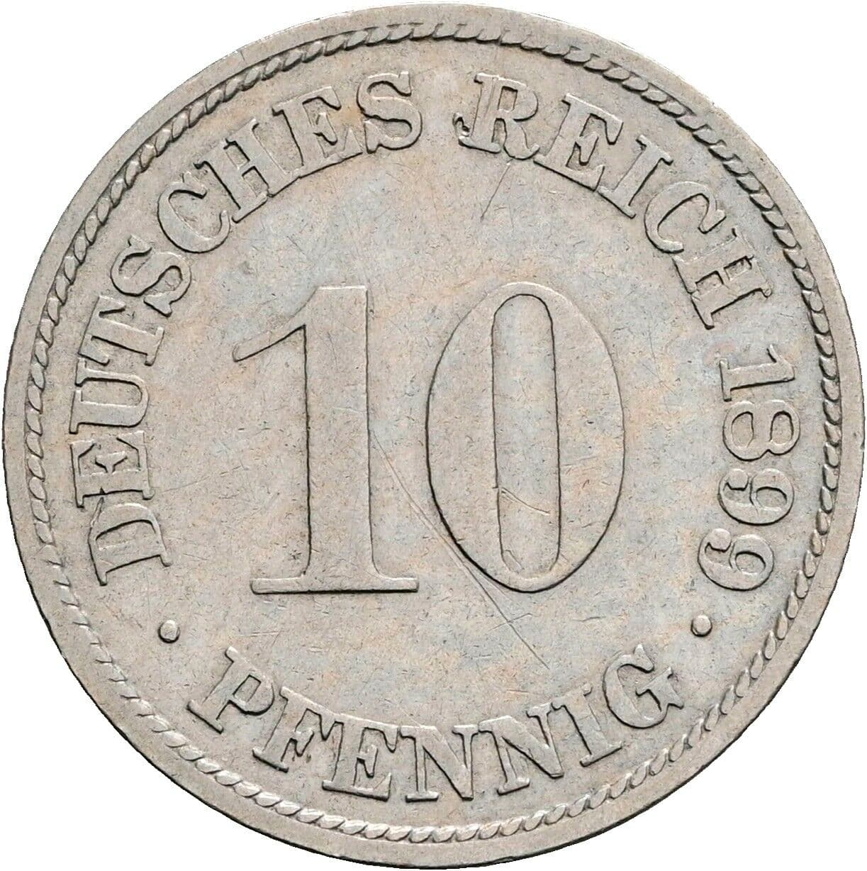 10 Pfennig 1899 F – Vorderseite