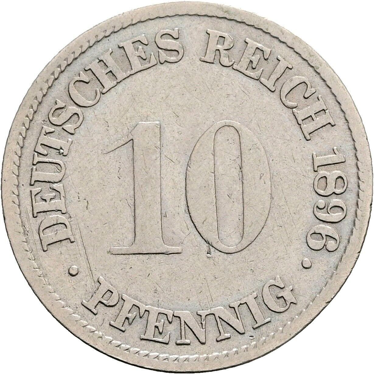 10 Pfennig 1896 G – Vorderseite