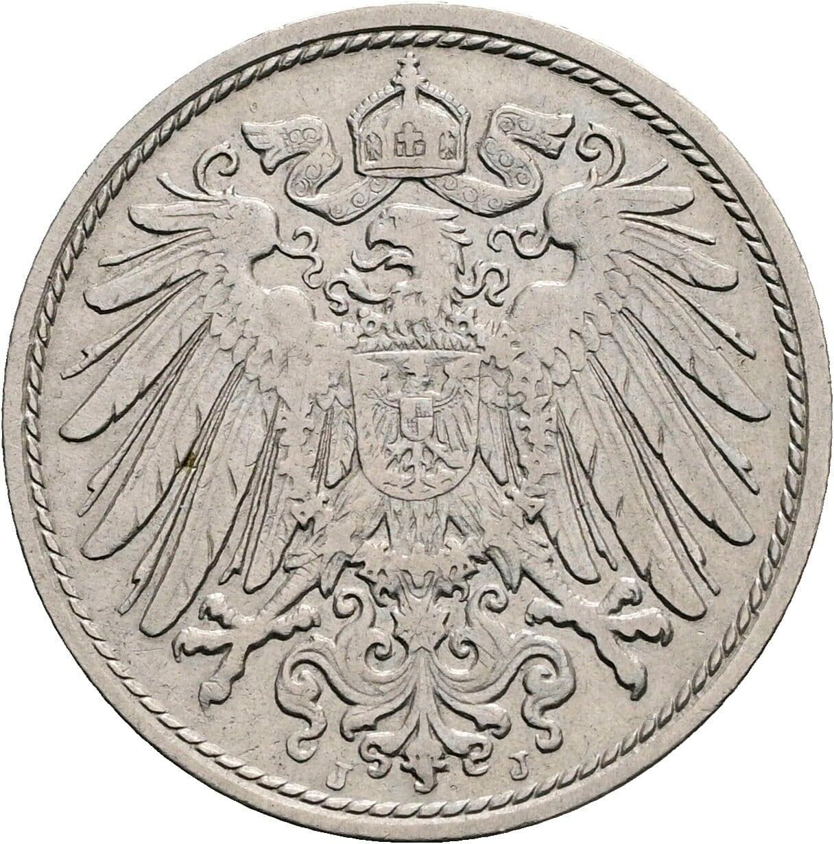 10 Pfennig 1908 J – Rückseite
