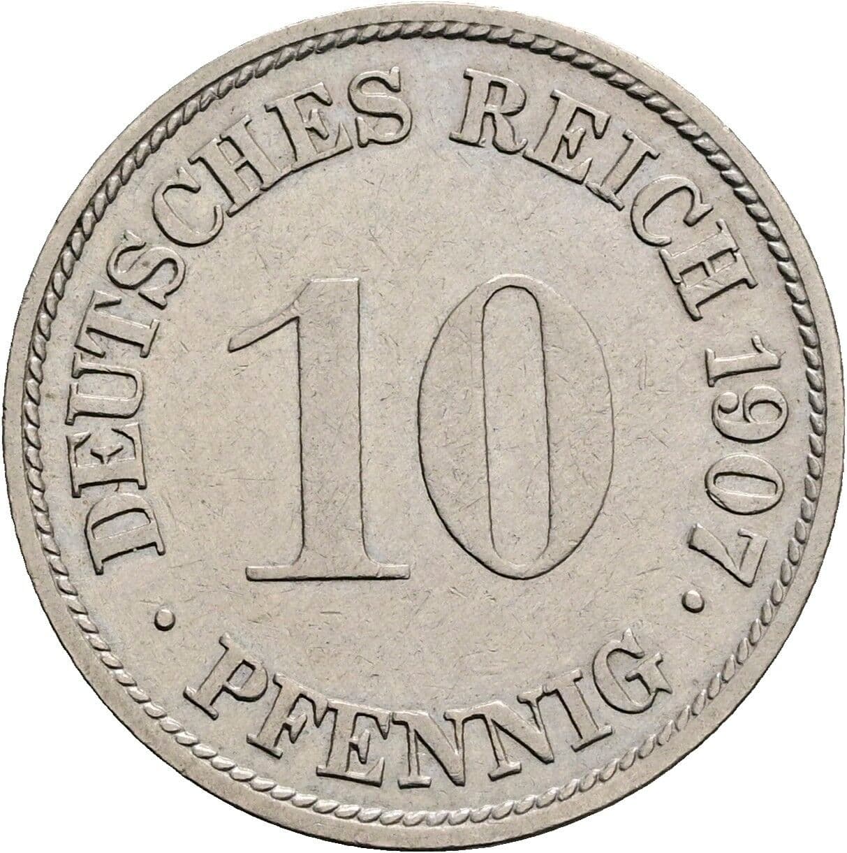 10 Pfennig 1907 G – Vorderseite