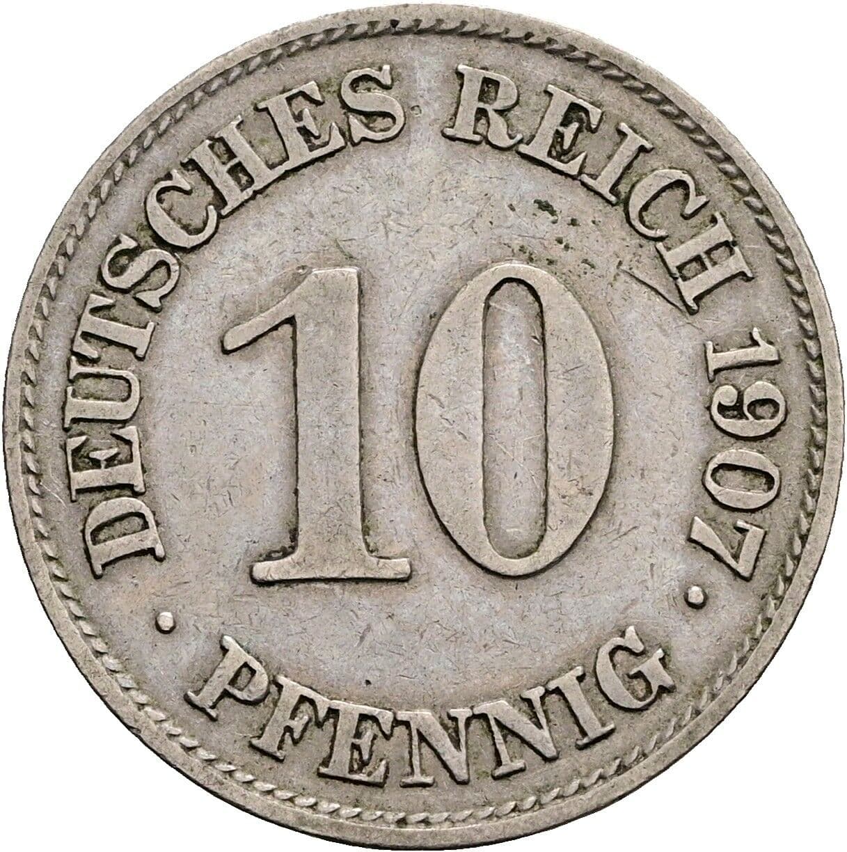 10 Pfennig 1907 E – Vorderseite