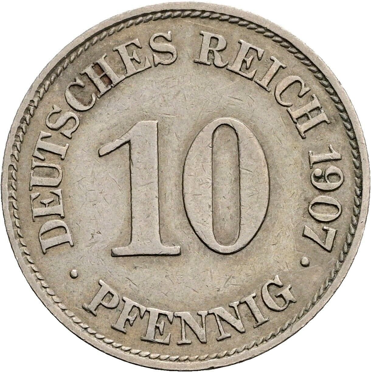 10 Pfennig 1907 E – Vorderseite