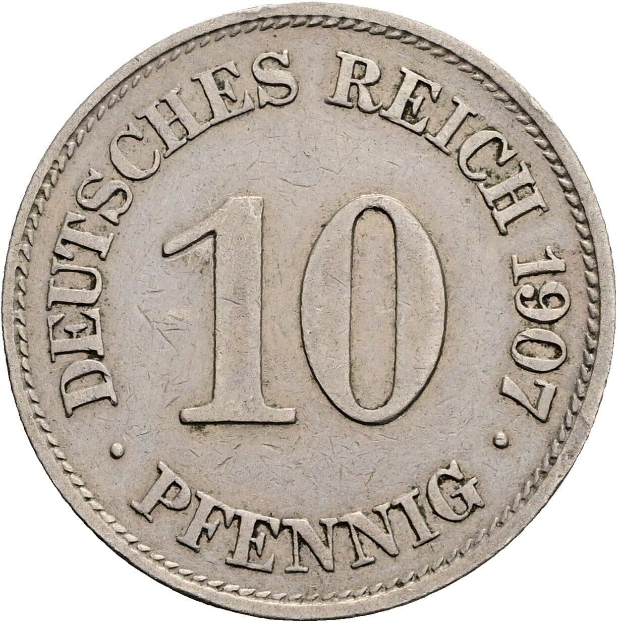 10 Pfennig 1907 E – Vorderseite