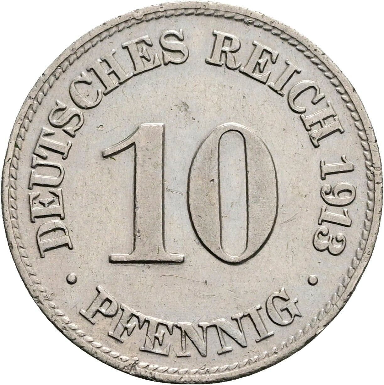 10 Pfennig 1913 D – Vorderseite