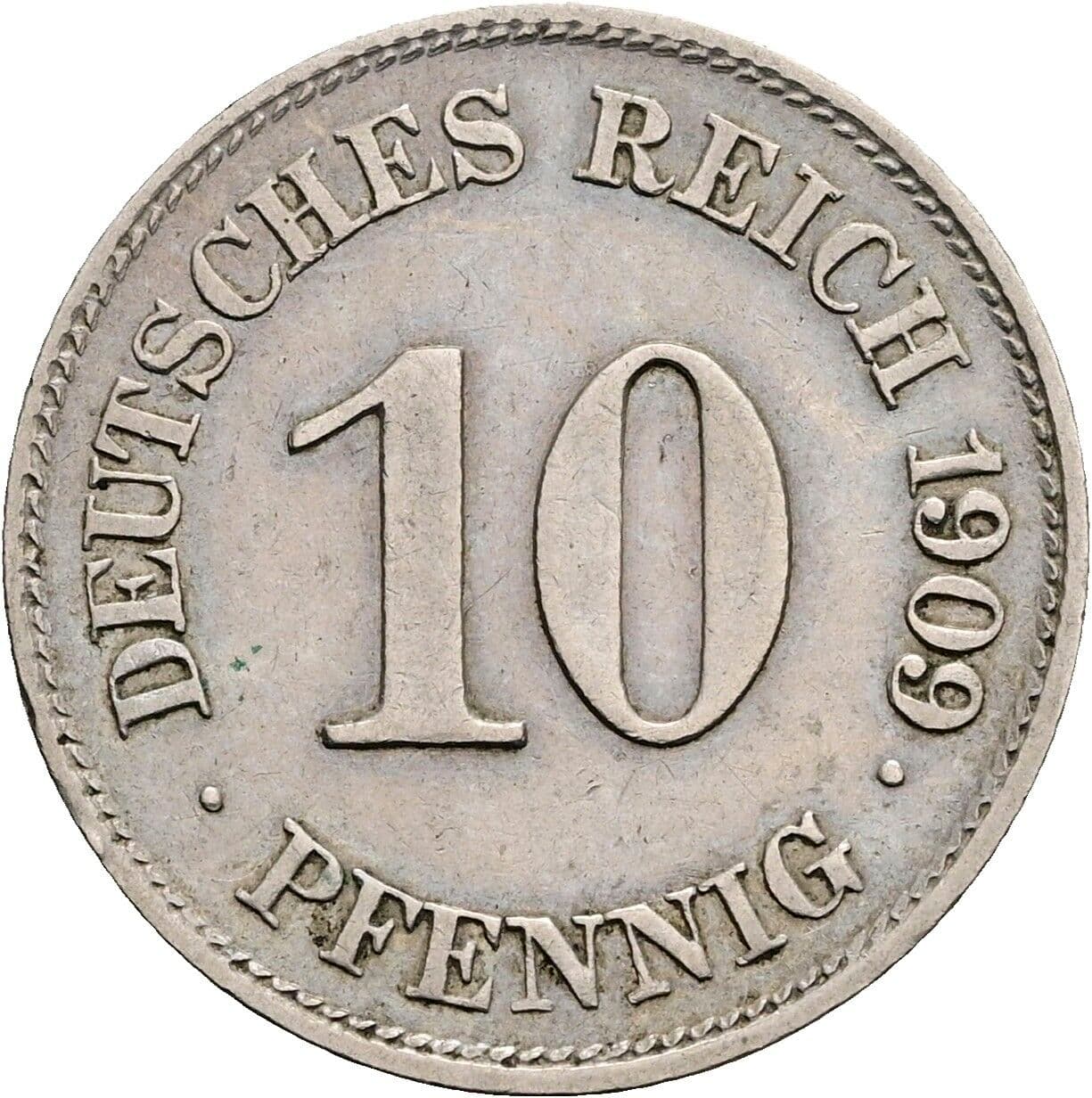 10 Pfennig 1909 E – Vorderseite