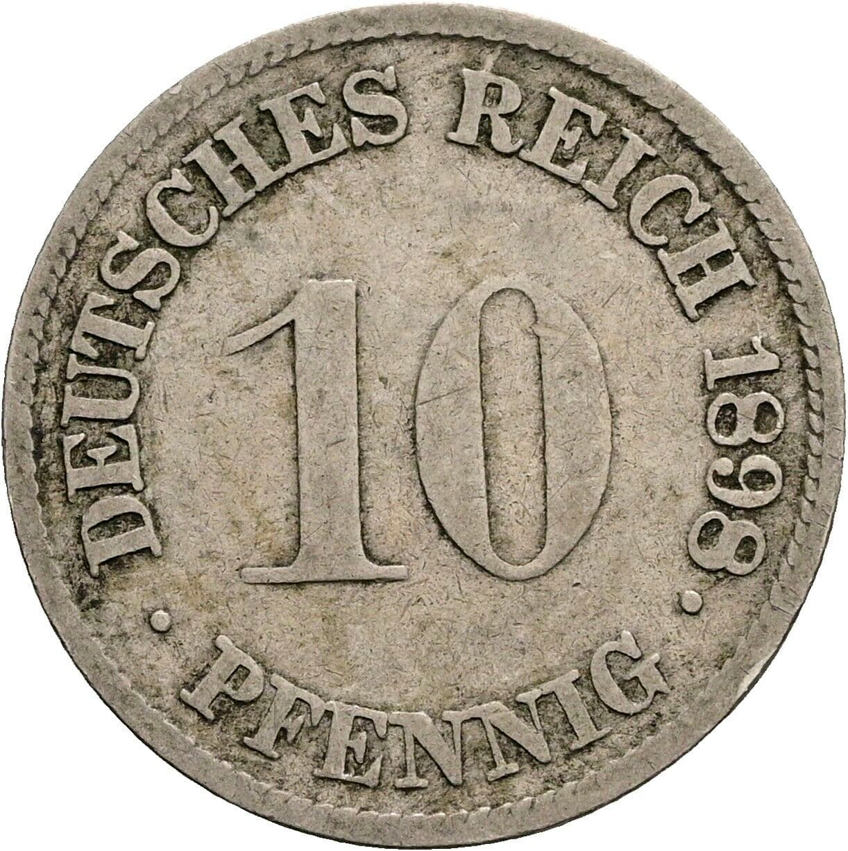 10 Pfennig 1898 G – Vorderseite