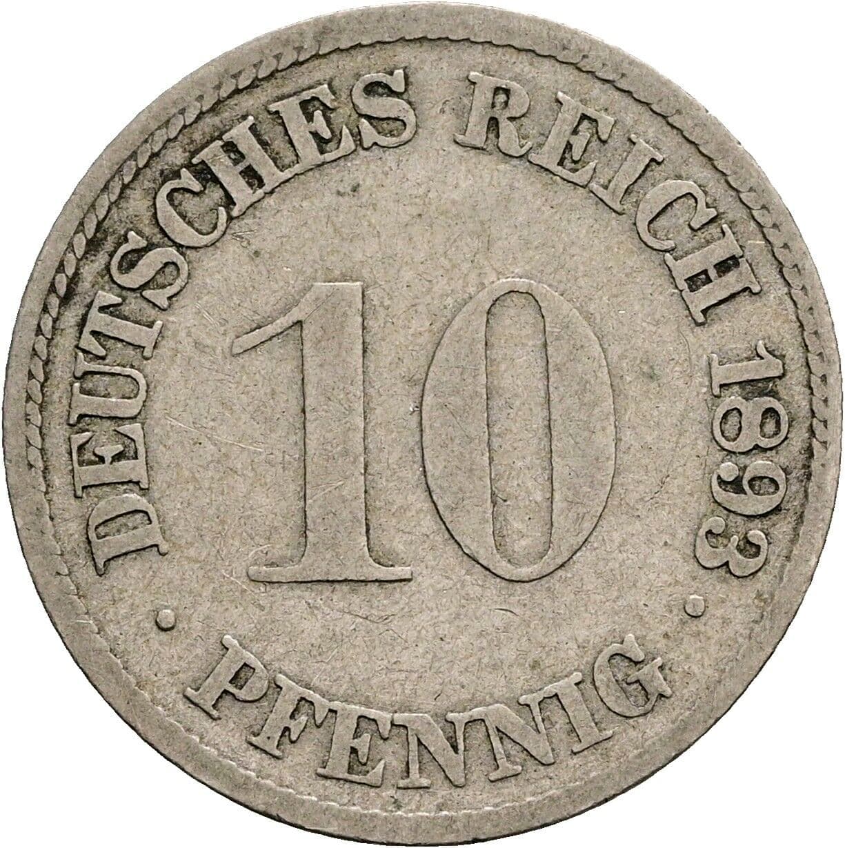 10 Pfennig 1893 G – Vorderseite